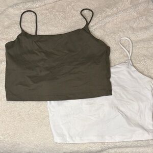 Stylish Olive and White Women's Crop Tops